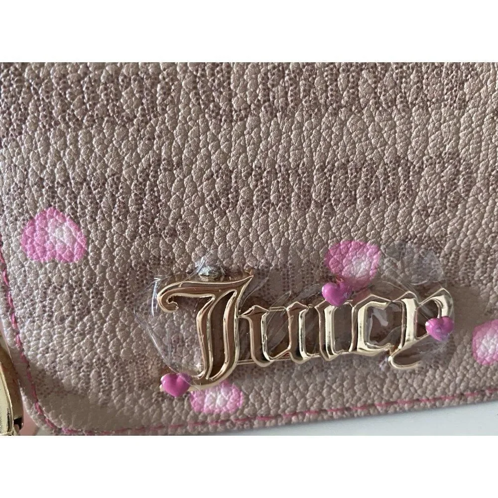 Juicy Couture Cafe Pink V-I Heart Juicy Card Case Key‎ Fob Wallet NEW